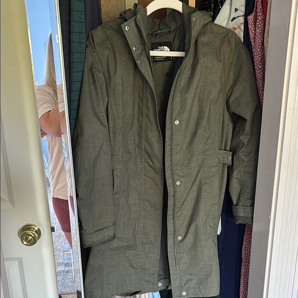 The North Face Forest Green Mid Length Rain Jacket